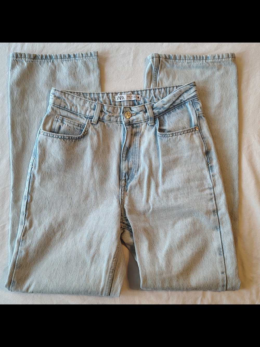 Zara The Mom Fit High Rise Acid Wash Straight Leg Women's Jeans Size EUR 38 US 6